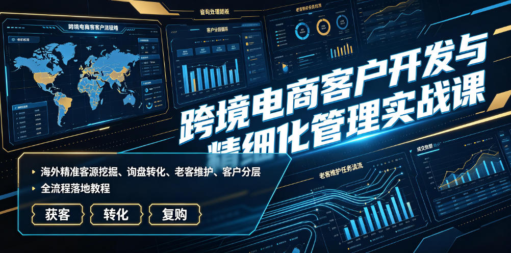 跨境电商客户开发与精细化管理实战课｜海外精准客源挖掘、询盘转化、老客维护、客户分层全流程落地教程-网创资源站