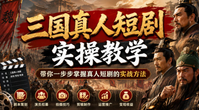 三国真人短剧实操教学,带你一步步掌握真人短剧的实战方法-网创资源站