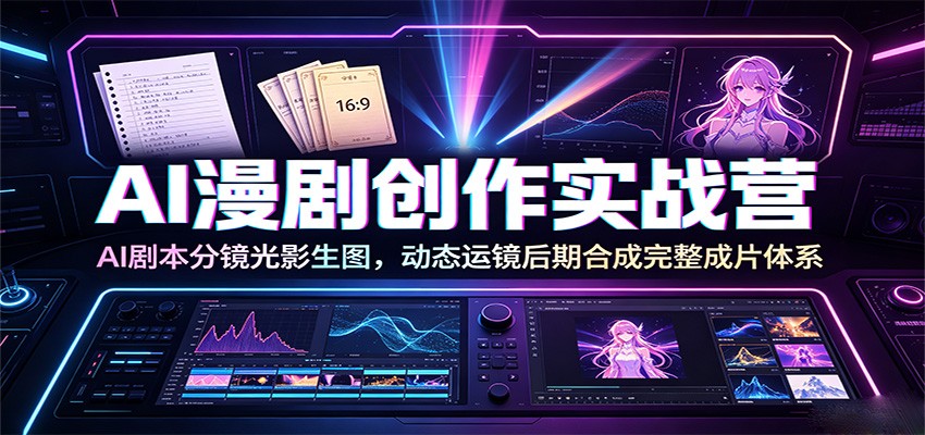 AI漫剧创作实战营：AI剧本分镜光影生图，动态运镜后期合成完整成片体系-网创资源站