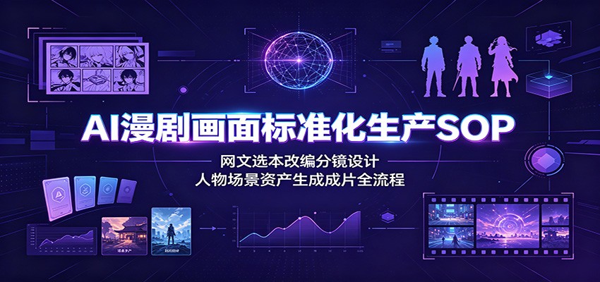 AI漫剧画面标准化生产SOP:网文选本改编分镜设计,人物场景资产生成成片全流程-网创资源站