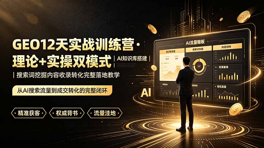 GEO12天实战训练营·理论+实操双模式|AI知识库搭建|搜索词挖掘内容收录转化完整落地教学-网创资源站