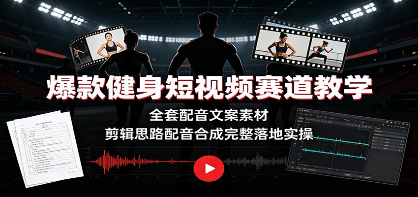 爆款健身短视频赛道教学:全套配音文案素材,剪辑思路配音合成完整落地实操-网创资源站
