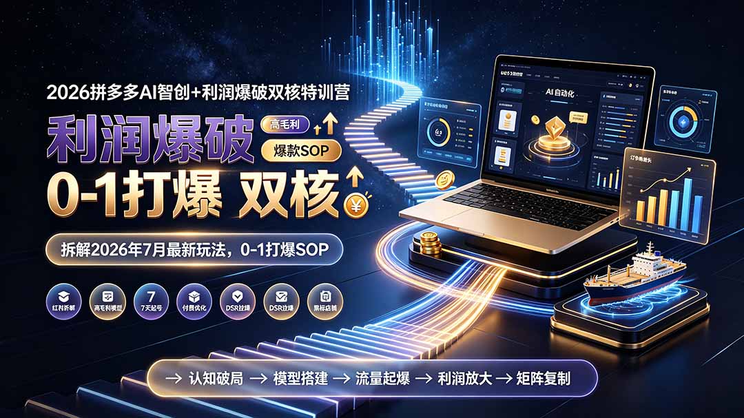 2026拼多多AI智创+利润爆破双核特训营-拆解2026年7月最新玩法，0-1打爆SOP-网创资源站