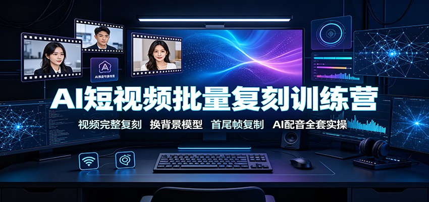 AI短视频批量复刻训练营：视频完整复刻，换背景模型、首尾帧复制、AI配音全套实操-网创资源站