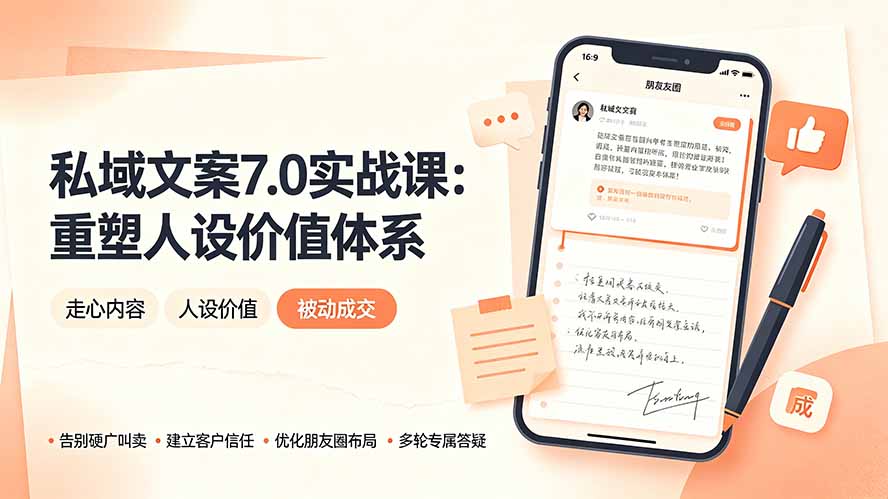 私域文案实战课7.0:重塑人设价值体系|-告别硬广推销×走心内容×自我价值塑造,实现被动成交-网创资源站