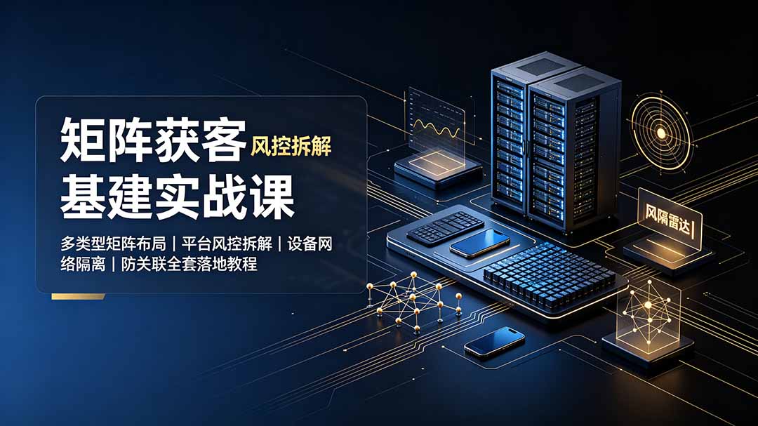 矩阵获客基建实战课:多类型矩阵布局|平台风控拆解|设备网络隔离|防关联全套落地教程-网创资源站