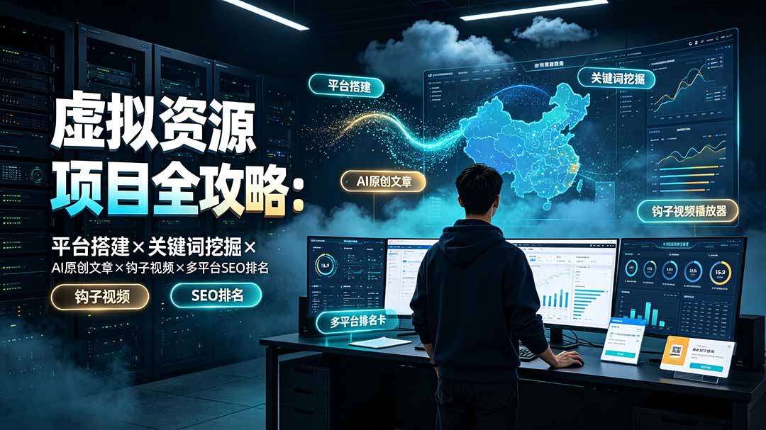 虚拟资源项目全攻略：平台搭建×关键词挖掘×AI原创文章×钩子视频×多平台SEO排名-网创资源站