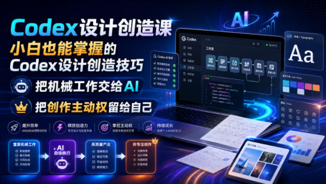 Codex设计创造课，小白也能掌握的Codex设计创造技巧，把机械工作交给AI，把创作主动权留给自己-网创资源站