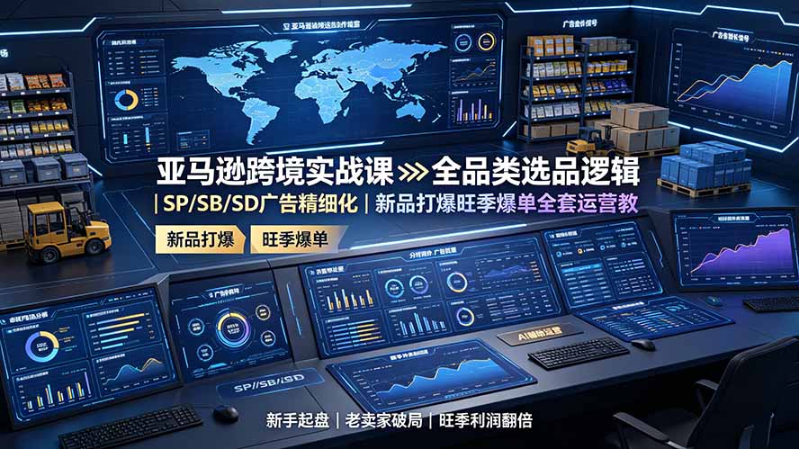 亚马逊跨境实战课：全品类选品逻辑｜SP/SB/SD广告精细化｜新品打爆旺季爆单全套运营教程-网创资源站