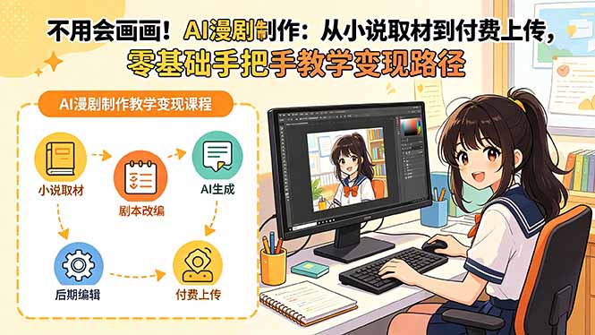 不用会画画！AI漫剧制作：从小说取材到付费上传，零基础手把手教学变现路径(更新-网创资源站