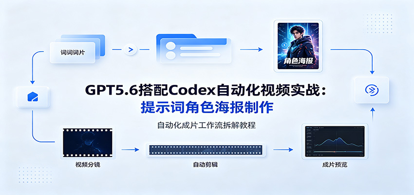 GPT5.6搭配Codex自动化视频实战:提示词角色海报制作,自动化成片工作流拆解教程-网创资源站