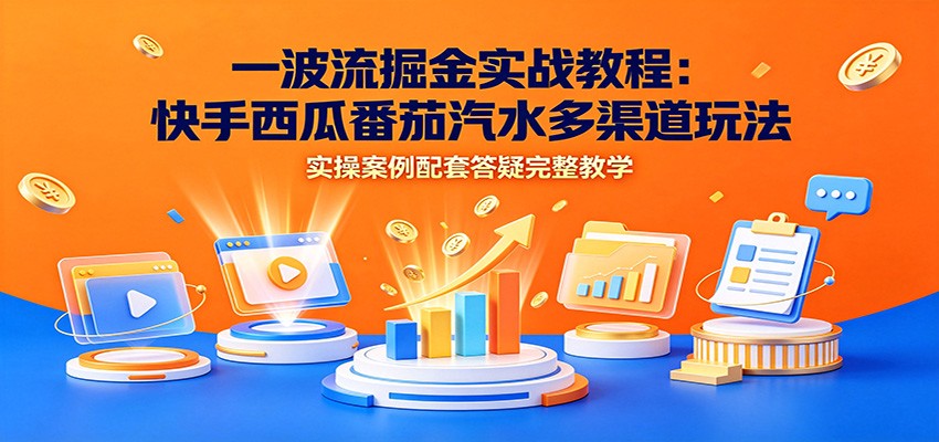 一波流掘金实战教程:快手西瓜番茄汽水多渠道玩法,实操案例配套答疑完整教学-网创资源站