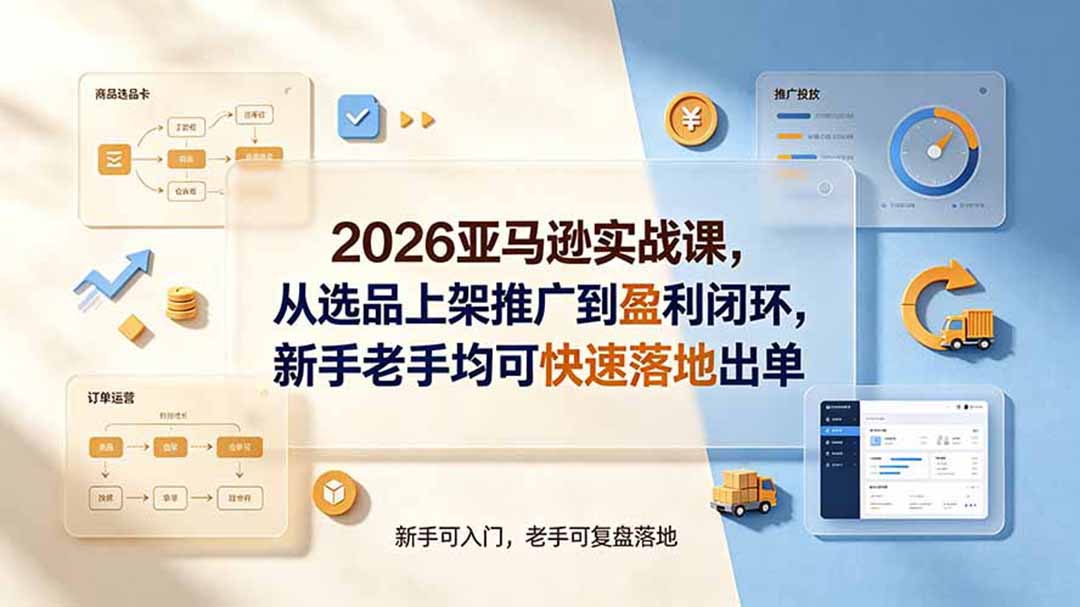 2026亚马逊实战课，从选品上架推广到盈利闭环，新手老手均可快速落地出单-网创资源站
