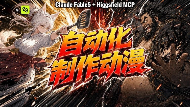 AI自动化动漫制作！Claude Fable 5接入Higgsfield MCP，直接生成完整创意内容-网创资源站