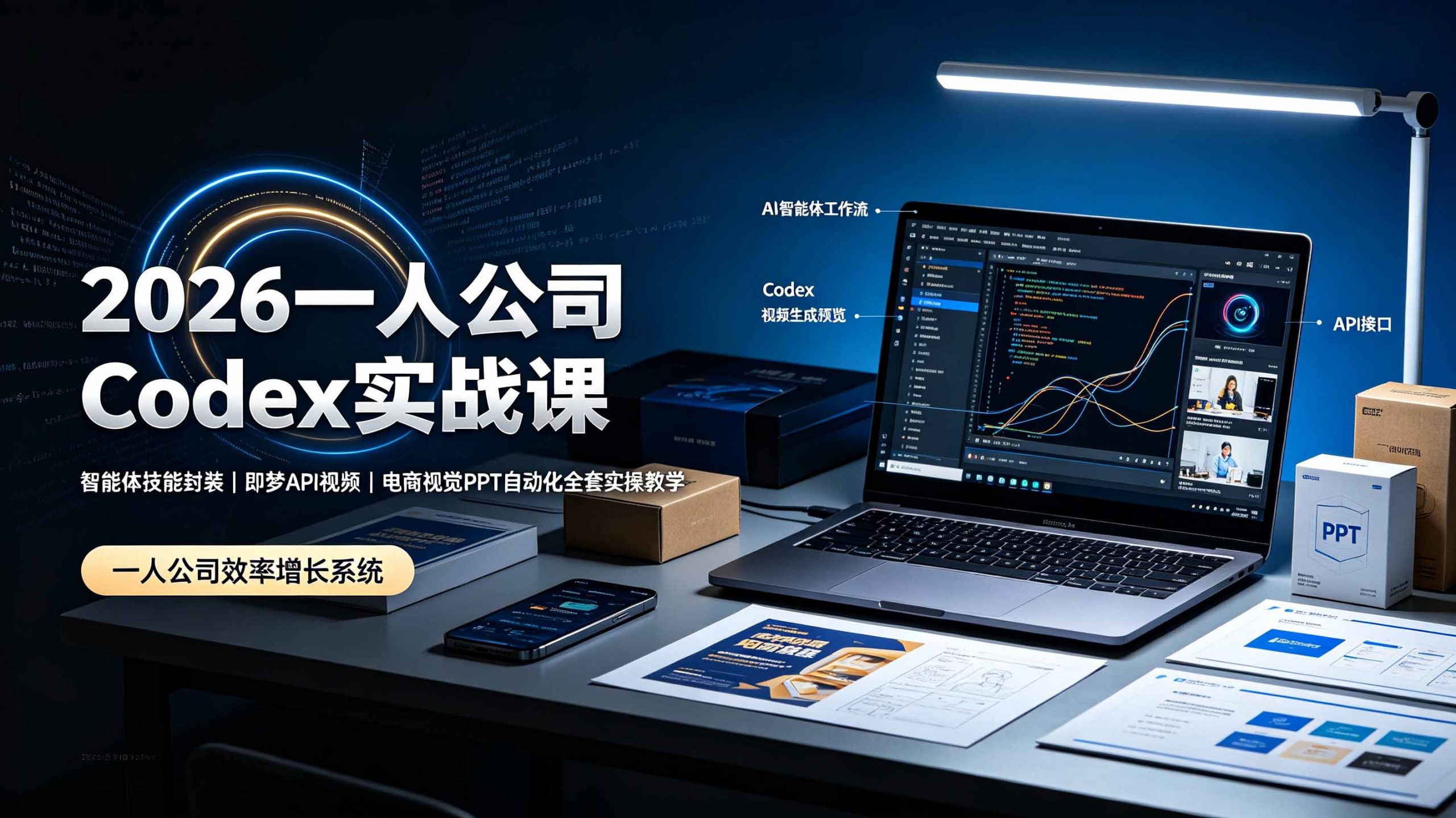 2026一人公司Codex实战课◆智能体技能封装｜即梦API视频｜电商视觉PPT自动化全套实操教学-网创资源站