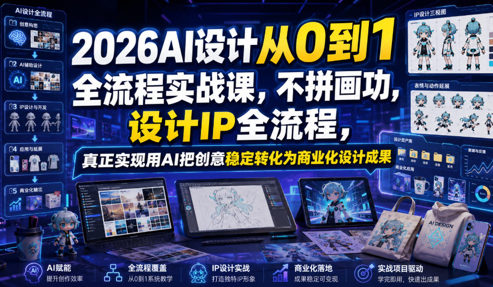 2026AI设计从0到1全流程实战课，不拼画功，设计IP全流程，真正实现用AI把创意稳定转化为商业化设计成果-网创资源站