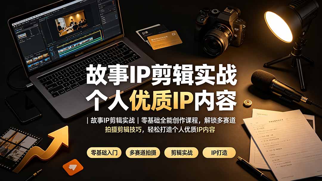 故事IP剪辑实战｜零基础全能创作课程，解锁多赛道拍摄剪辑技巧，轻松打造个人优质IP内容-网创资源站
